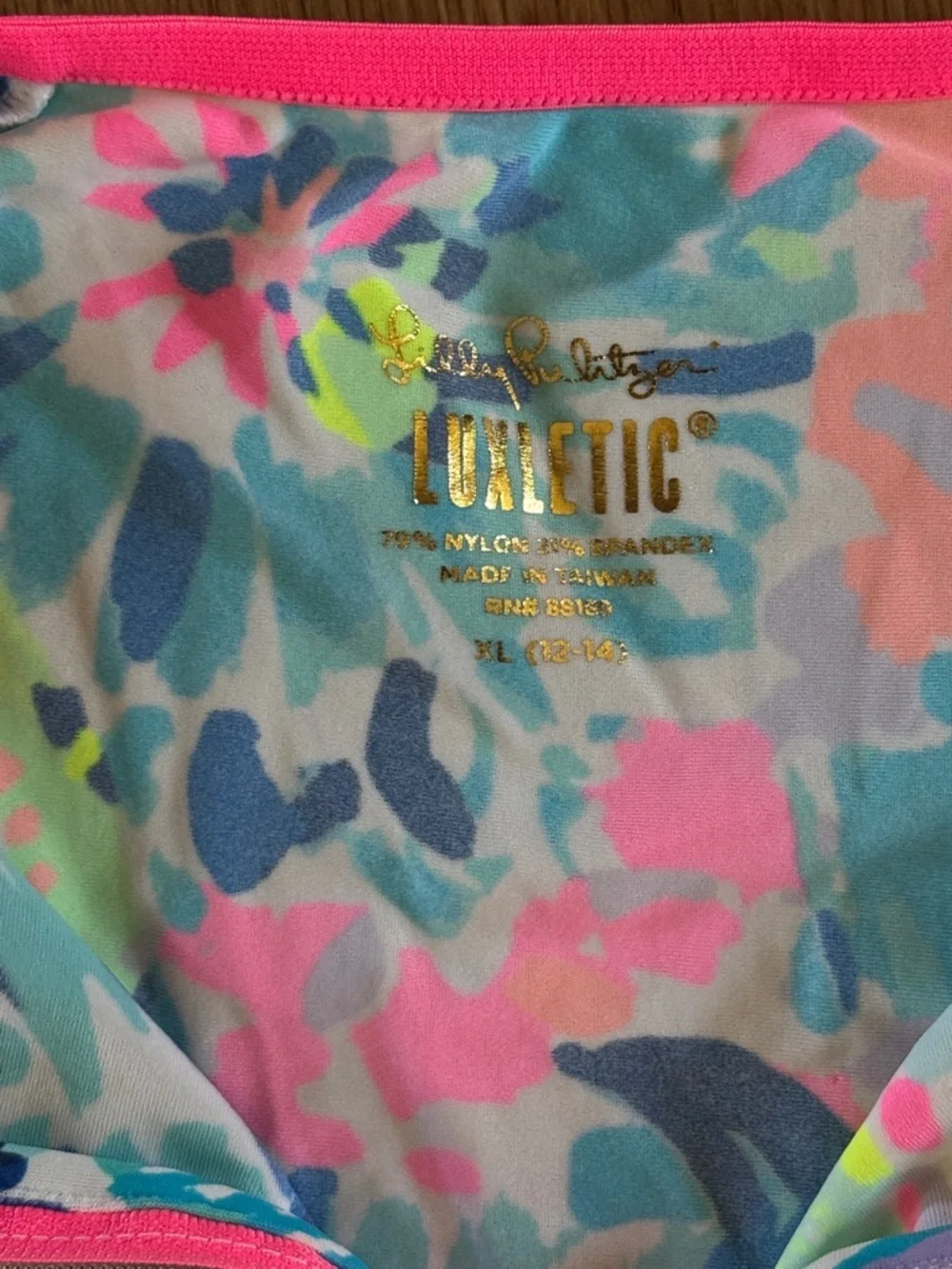 Lilly Pulitzer Girls' Long-Sleeve Floral Rashguard - Blue, Pink, Yellow XL 12/14